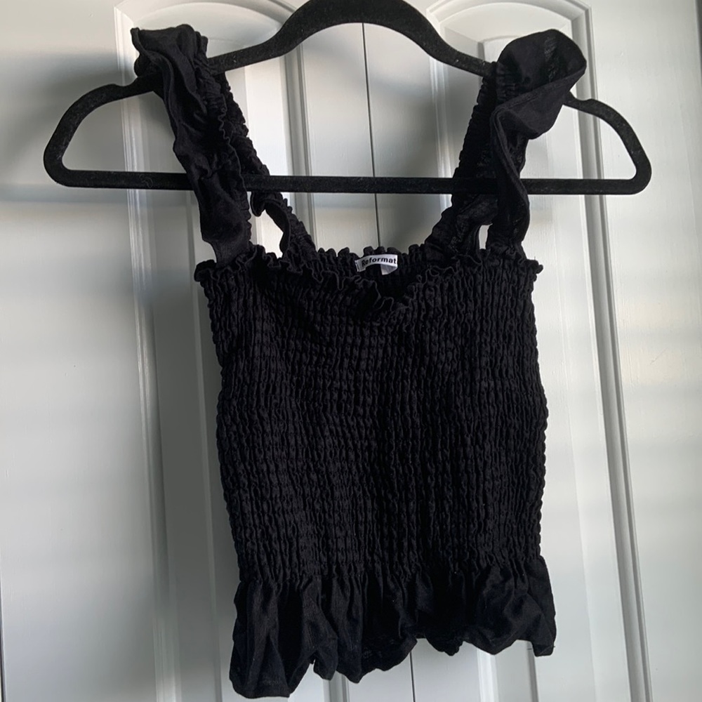 reformation black smocked tank